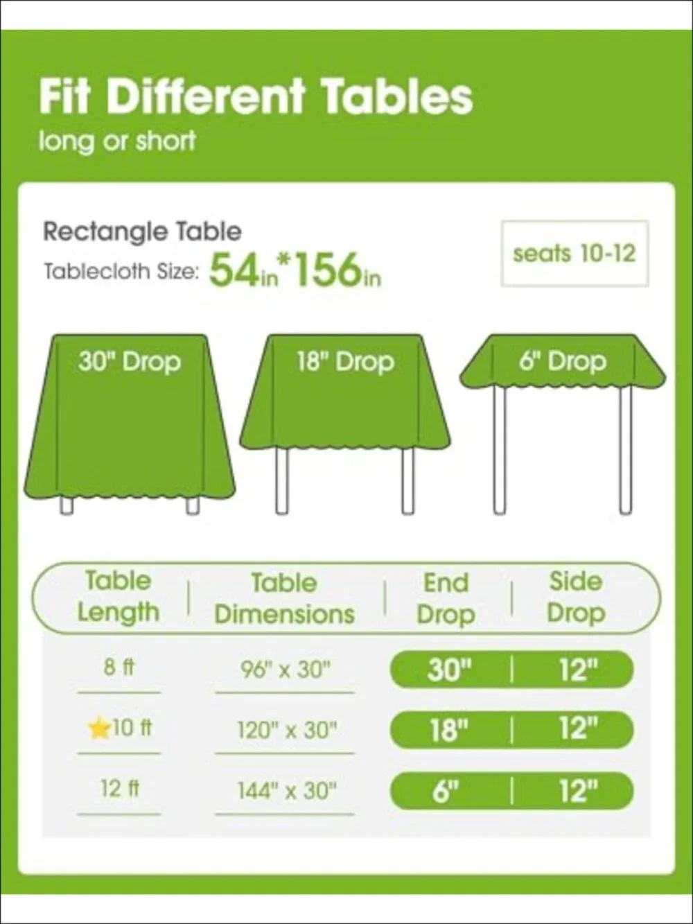 Pureegg Disposable Plastic Tablecloth 10 Pack 54x156 Rectangle